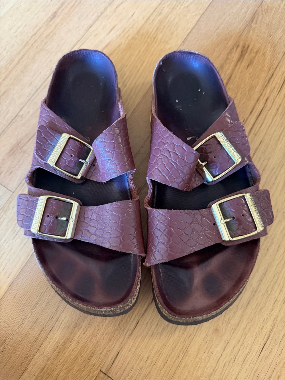 Birkenstock Women's Burgundy Double-Buckle Sandals